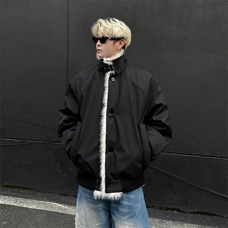 韩系高级感座山雕男女同款冬季PU皮夹棉棉服ZX42批118,男装棉衣,星座307A