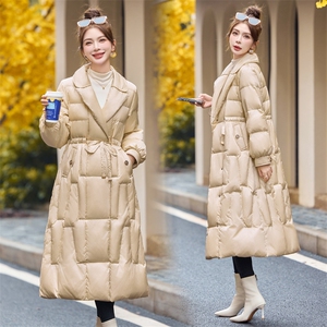 【bao款现货】2024新款冬装外套气质长款加厚抽绳羽绒服90白鸭绒图片