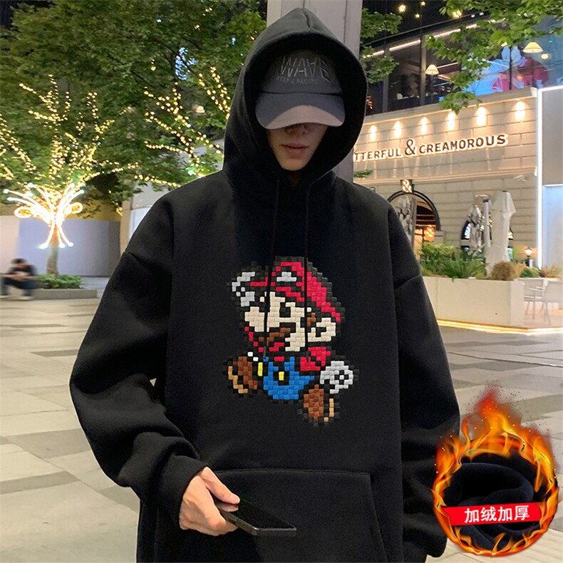 CM107加绒P65新品重磅纯棉连帽卫衣秋冬外套卡通印花帽衫,男装卫衣,星座304A-1