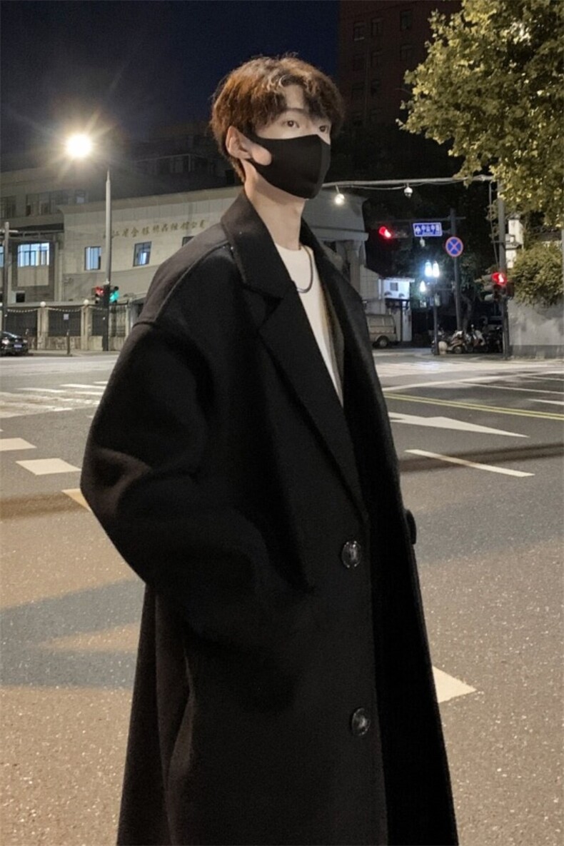 韩系毛呢大衣男中长款秋冬高级感痞帅风衣外套812-F635-P128控158,男装风衣,星座812