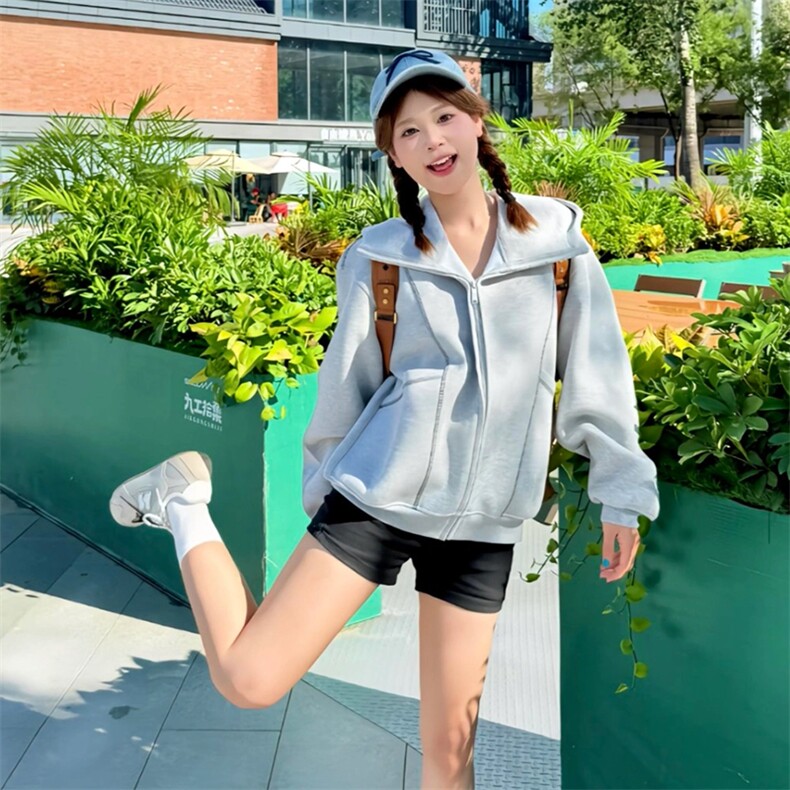 抖音得物高品质秋冬美式高街重磅结构辑明线纹理连帽卫衣外套W111，男装卫衣，电商A486