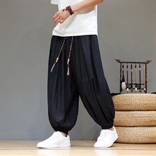 2026夏装新款风夏季轻薄透气冰丝灯笼裤宽松版2503-P55，男装休闲裤，电商A057B