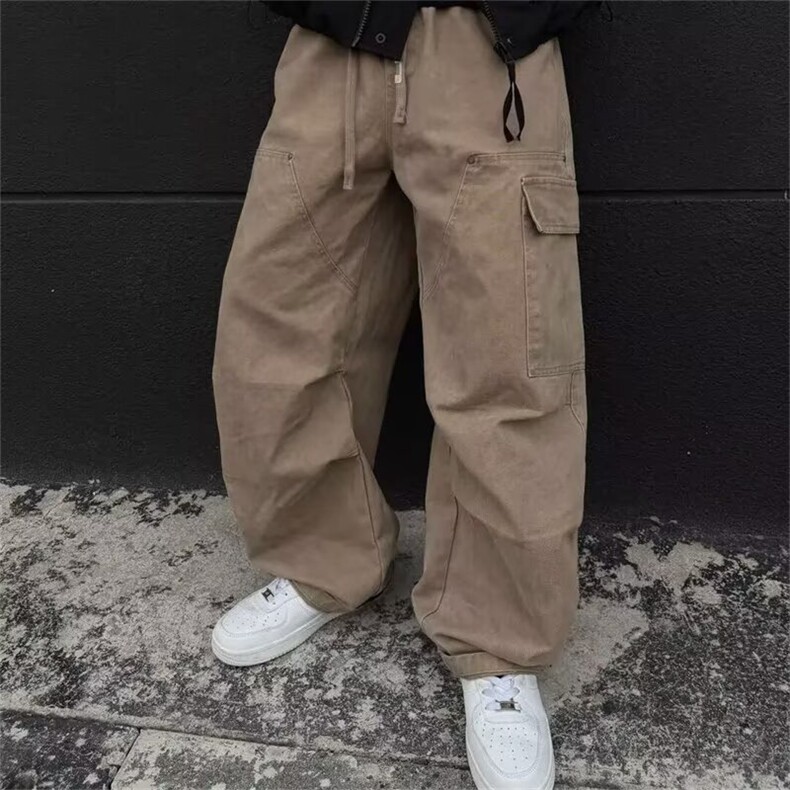 美式潮牌工装裤男春季复古宽松阔腿直筒休闲裤AX2206-P48,男装工装外套,星座208-5