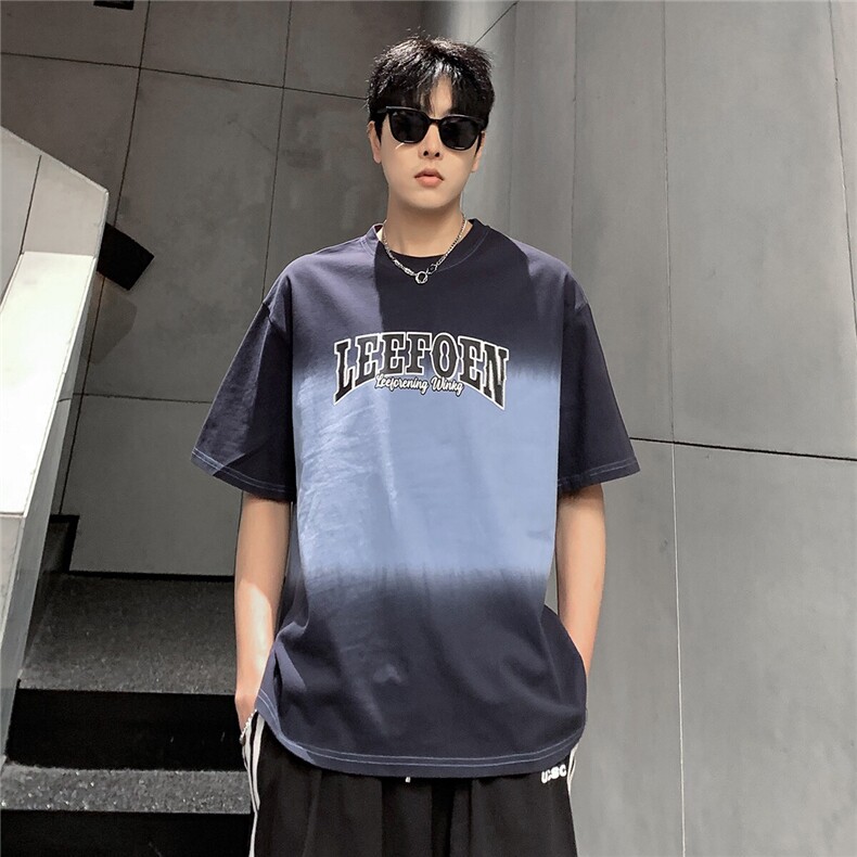 渐变色短袖青少年宽松T恤男夏季2025新款宽松半袖上衣T800-P38，男装T恤，电商C307A