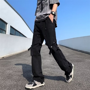原宿男潮流流行潮长裤牛仔裤直脚水洗宽松直筒日系夏季RK213-P43图片
