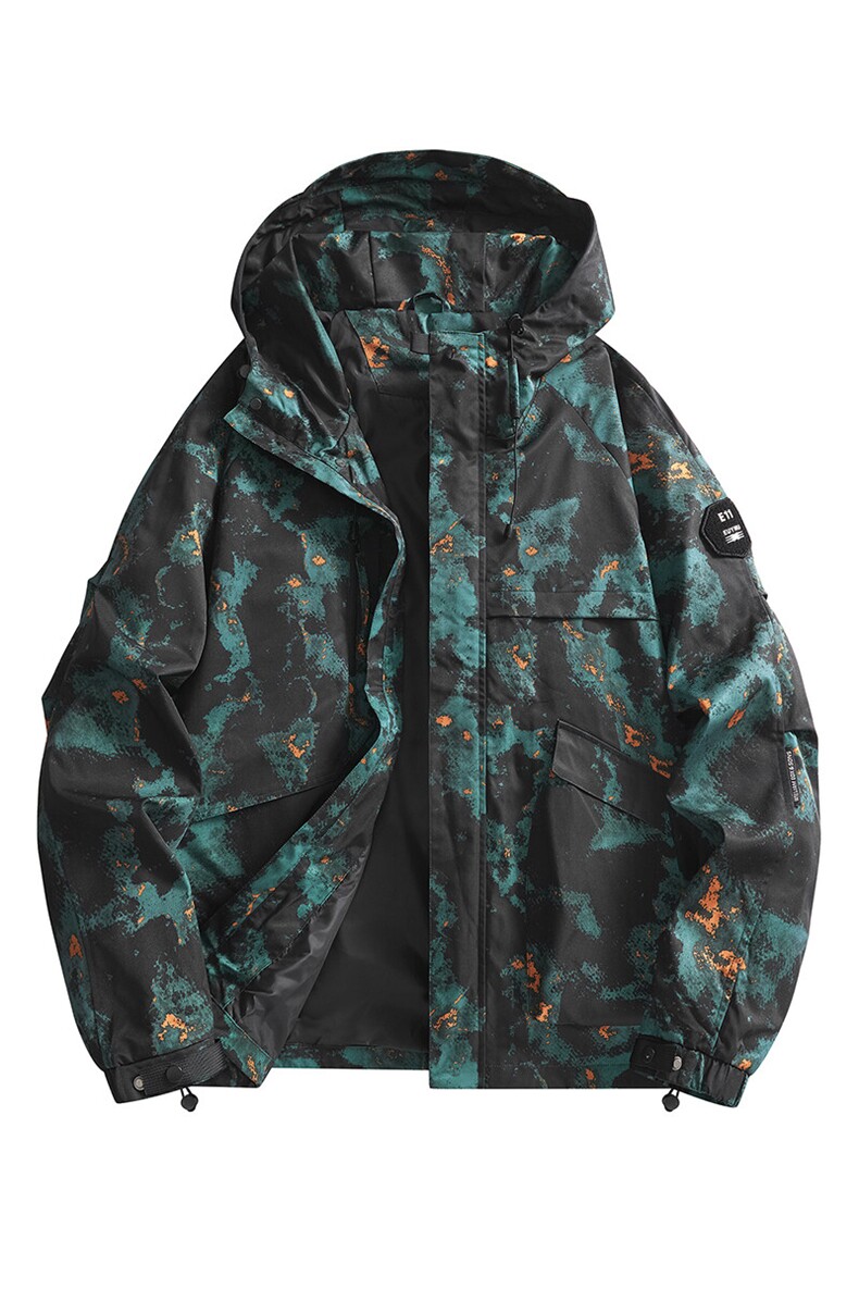 春秋户外冲锋衣男女同款防风防水连帽工装外套登山服夹克2481-P75,男装夹克,星座1403B