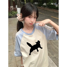 抖音得物品质二开240克宽松纯棉美式潮牌插肩三杠织带短袖T恤，男装T恤，电商A486