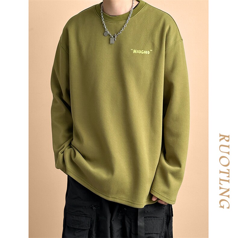 现货重磅加厚中性长袖T恤卫衣男立秋潮牌上衣A351-AT2513-P50,男装T恤,电商A351