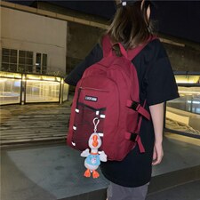 潮韩版校园旅行背包男个性交叉网大鹅挂件情侣双肩包，鞋类箱包，星座510A-2