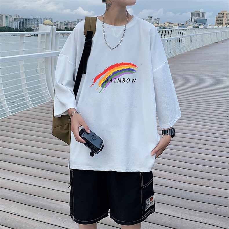 Q11064-P30 春夏季七分袖t恤男大码五分袖男短袖中袖图片