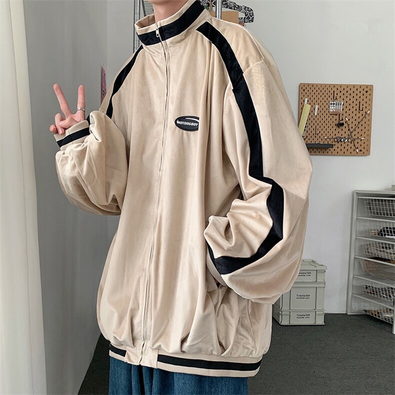 立领港风上衣美式复古秋韩版潮流宽松休闲运动工装夹克W1236-P53,男装夹克,星座512-4
