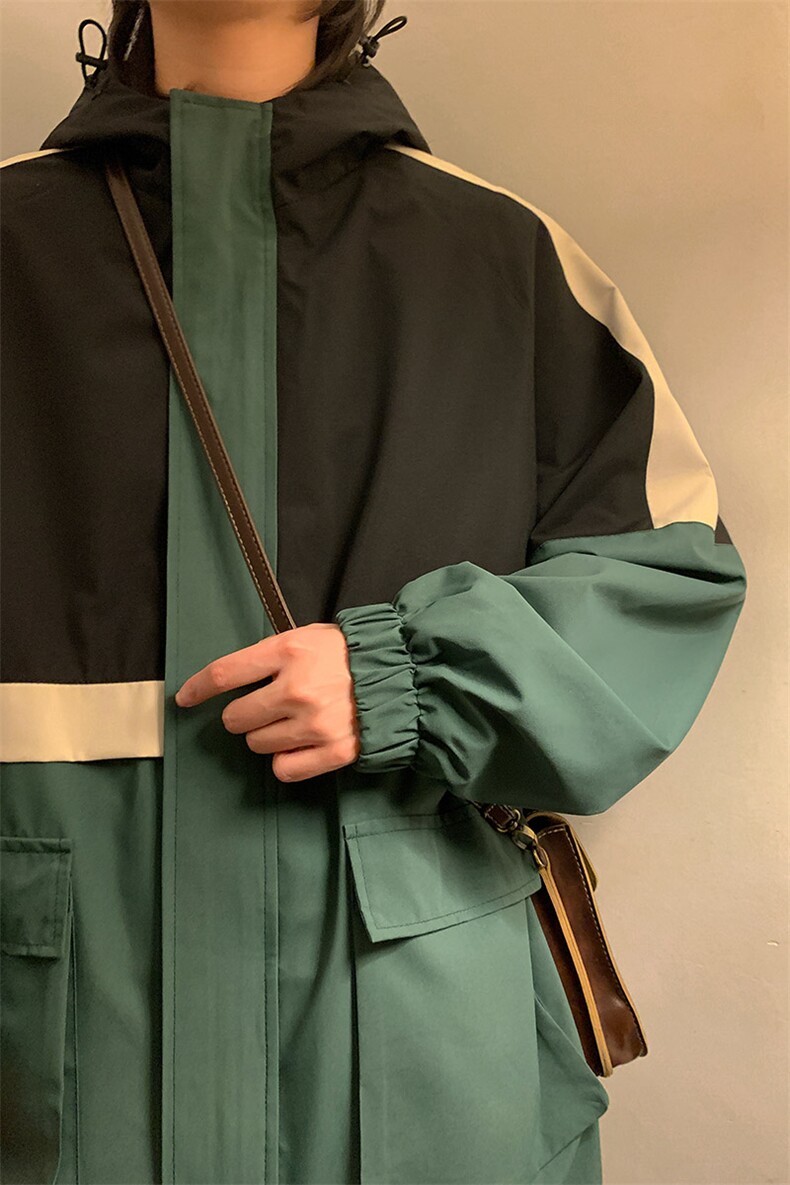 新款连帽冲锋衣夹克男撞色港风拼接潮流休闲外套JK2303-P68,男装夹克,星座717