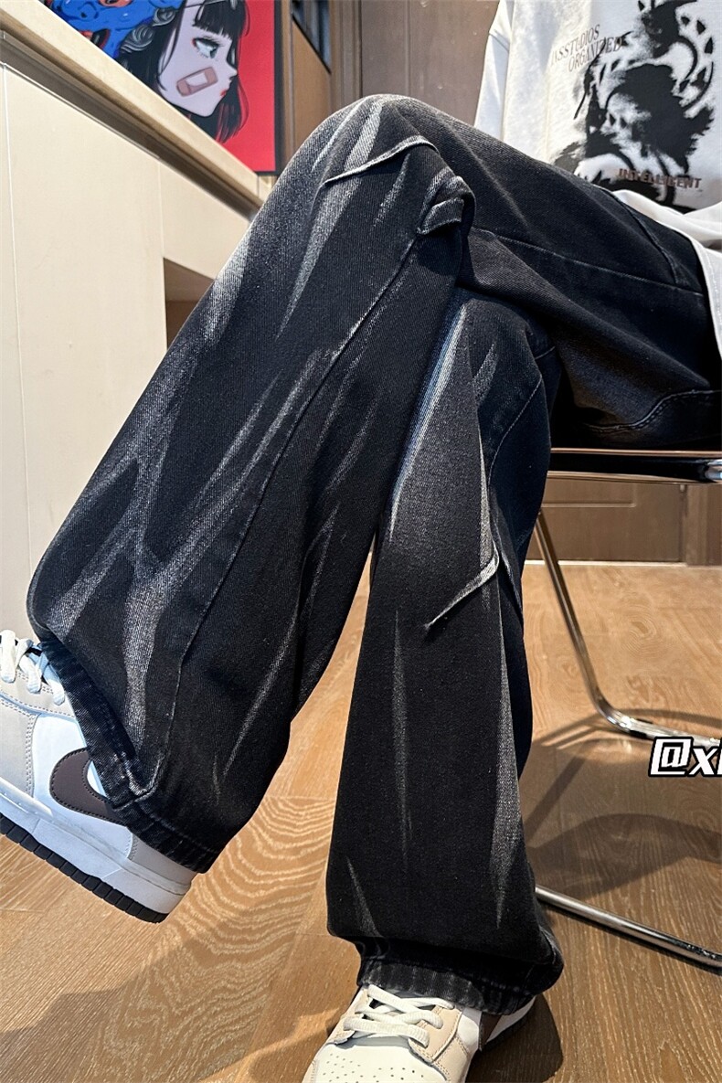 XZ616秋季新款水洗渐变扎染打褶复古牛仔长裤TY1078特P40控78,男装休闲裤,星座512A（原616）