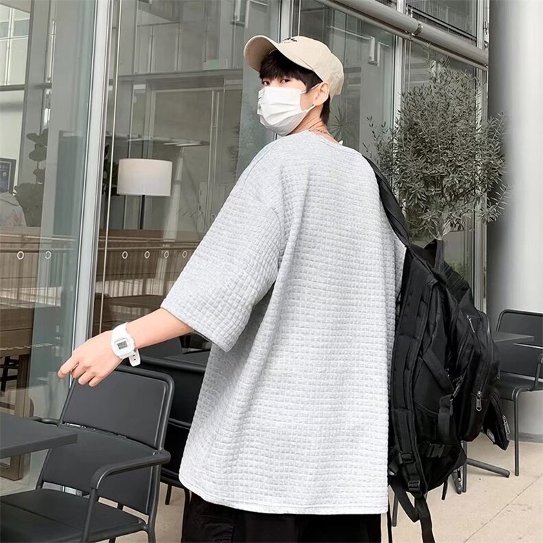 男圆领T恤宽松短袖华夫格短袖T988P26,男装T恤,星座1116-2
