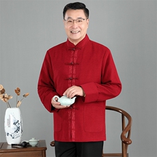 春季新款中青年唐装男长袖老年夹克外套爸爸装外套YDJ886-P145，男装夹克，星座1105-3