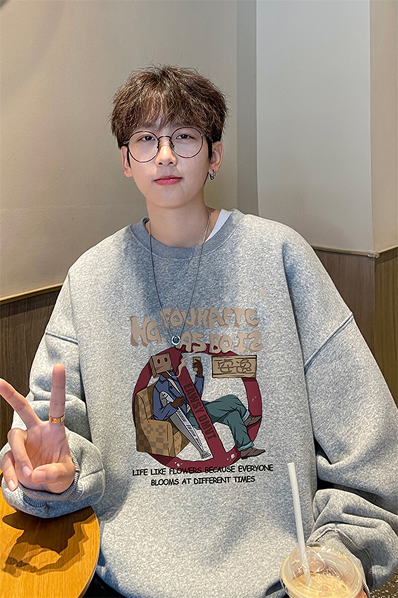 ！圆领卫衣男装港风长袖T恤男外套男WY154-P28,男装卫衣,电商B367