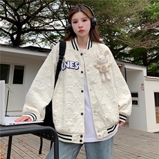 A141-P882025秋装新款学院风棒球服可爱宽松外套玩偶，女装短外套，星座911