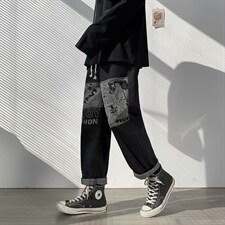 男士牛仔裤宽松潮流ins休闲韩版直筒长裤百搭港风阔腿裤kz891-p35，男装牛仔裤，星座1008-2