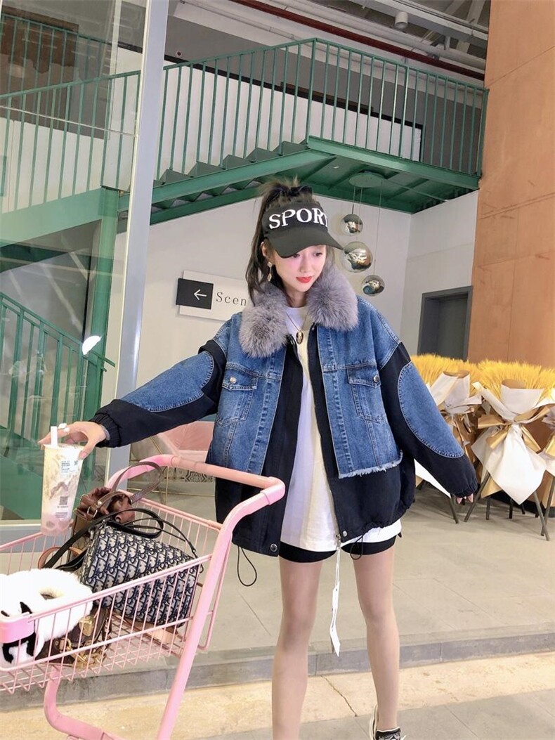 牛仔狐狸毛派克服拼爆版，其它，金地雪