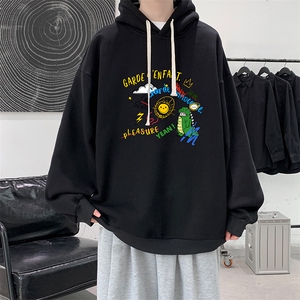 WY2219-P35 加绒款-P40 纯棉连帽卫衣男大码运动帽衫宽松薄外套男图片