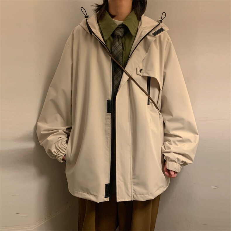 新款连帽冲锋衣夹克男港风潮流宽松休闲外套JK2302-P68,男装夹克,星座717