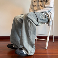2026春季织带条纹牛仔裤男美式复古阔腿裤子-A2187TP55控98，男装牛仔裤，电商B241