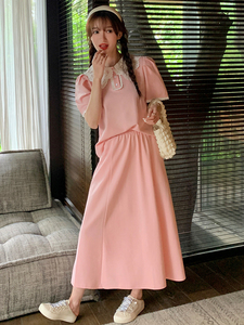 粉色卡通印花卫衣套装女春季2025新款设计感减龄休闲半身裙两件套图片