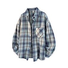 衬衫男秋季新款港风宽松大码格子长袖衬衣CS602-特P28，男装衬衫，星座214-3