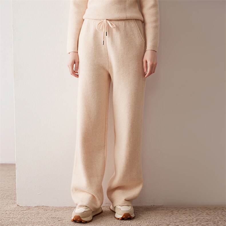 2025秋冬新款舒适百搭简约软糯时尚莱卡加厚阔腿裤，女装休闲裤，尚达羊绒