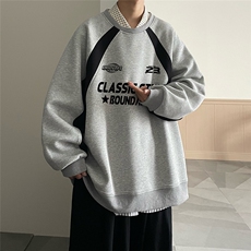 港风23新款秋季时尚百搭宽松字母印花套头卫衣B6801P60控78，男装卫衣，电商A268A