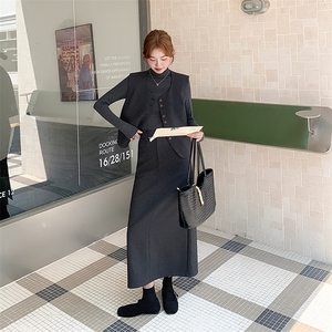 小香风显瘦马甲套装裙女2025春秋季新款法式气质收腰半身裙三件套图片