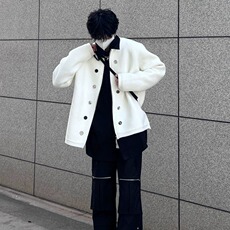 2025春季男士休闲翻领夹克宽松韩版潮流短款廓形外套上衣高级感，男装夹克，星座506A