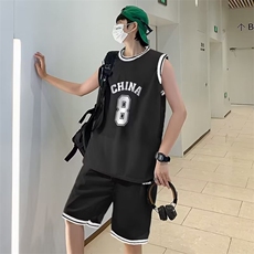 夏季薄款冰丝运动套装男女情侣宽松篮球服两件套背心短裤一套青年，男装牛仔裤，星座410-7