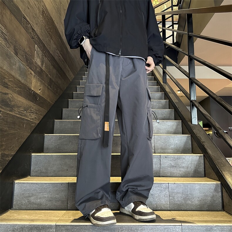 春季新款美式机能冲锋工装裤多口袋设计感阔腿休闲裤男 K7621-P40图片