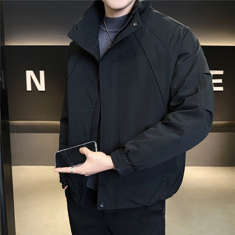 9803-M-3XL-P205店主风冬季休闲纯色男士羽绒服立领简约百搭外套,男装羽绒服,电商B255