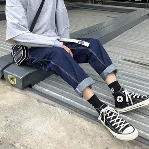 春夏季牛仔裤男港风宽松直筒复古工装休闲裤韩版潮流k137/P44图片