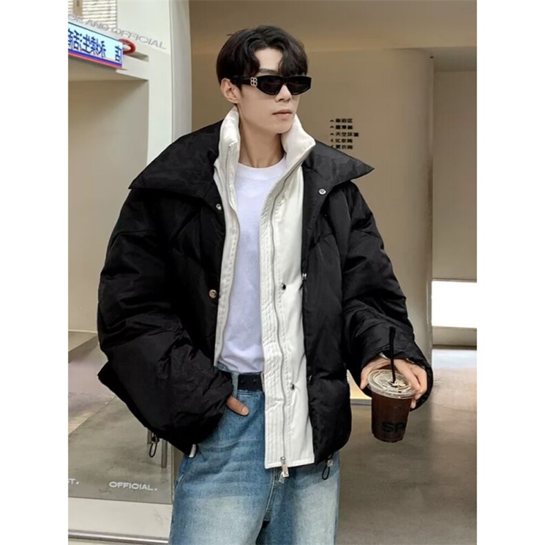 美式短款棉服时尚立领加厚棉衣男冬季潮牌设计宽松面包服百搭棉袄,男装棉衣,星座506A