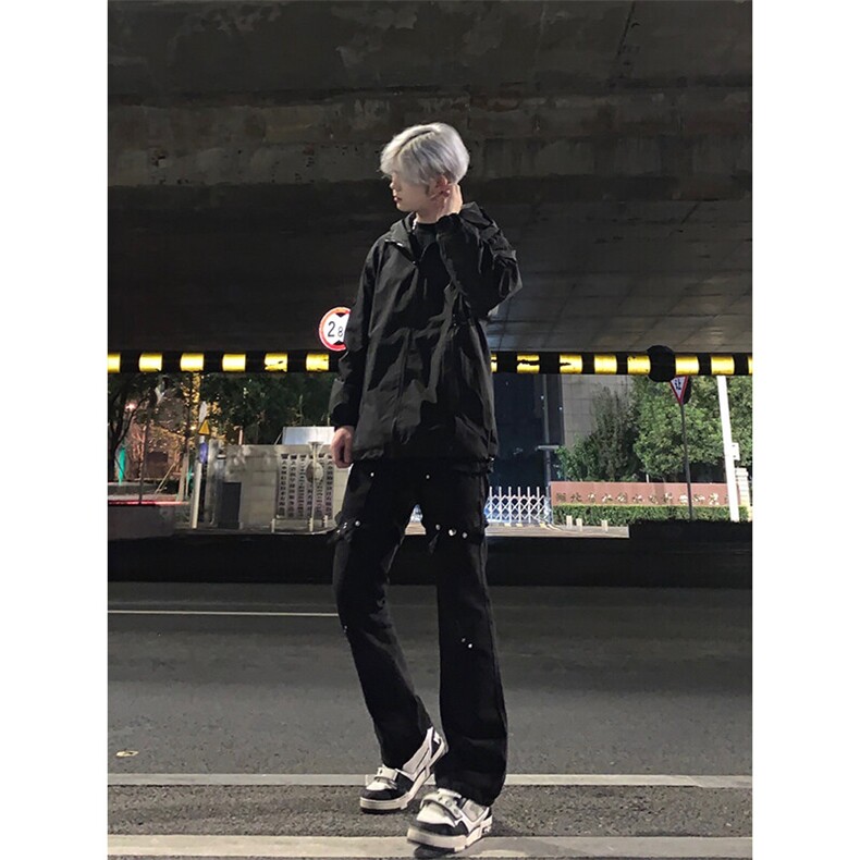 档口签约模特请档口勿盗图交叉绑带牛仔裤微喇叭裤,男装牛仔裤,星座310A-4