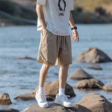 美式拉链装饰短裤男夏季宽松里层网布五分裤A403P45，男装牛仔裤，电商A309