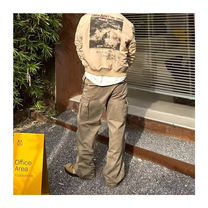 美式高街宽松直筒多口袋工装休闲裤男阔腿长裤子XK190-P65,男装工装外套,星座208-5