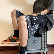 夏季排扣腰果花假两件刺绣短裤宽松M~5XLXZ604-DK800-P45控58，男装牛仔裤，星座604