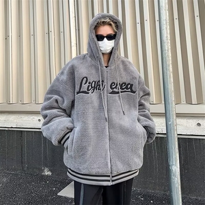 美式刺绣羊羔毛棉衣男冬季加厚保暖棉袄外套  LW69 P58图片