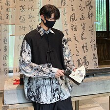 2026新中式长袖套装TZ88797P90衬衫CS88799P45控78裤子88798P45控，男装衬衫，星座227-7
