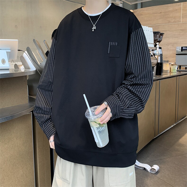 袖子拼接圆领套头卫衣男潮牌潮牌ins秋冬上衣男1240-P35,男装卫衣,星座910-5