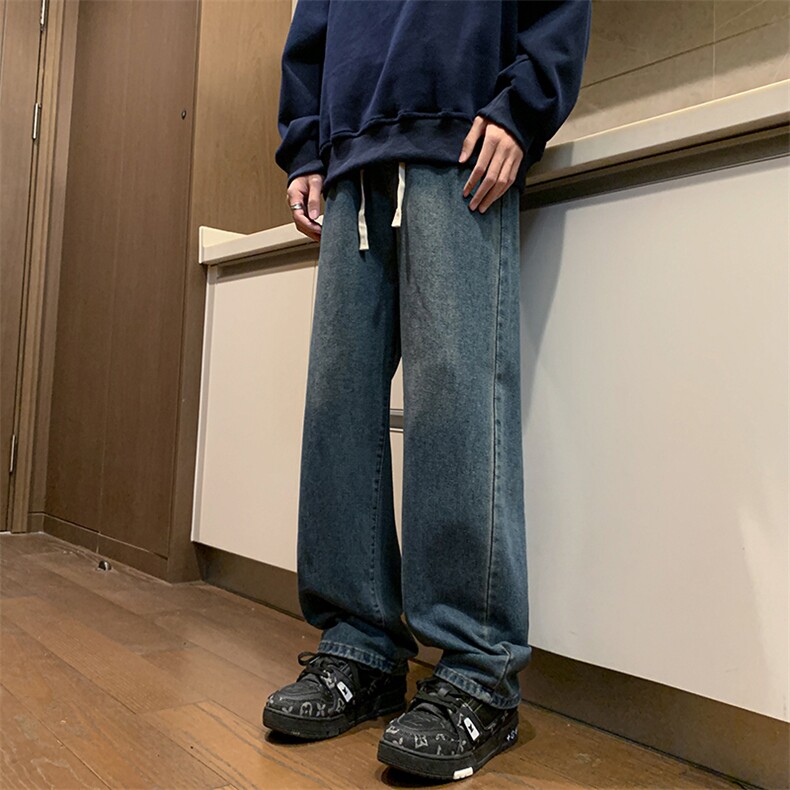 牛仔裤男士男装宽松直筒潮牌春秋休闲长裤子N0678-P45,男装牛仔裤,星座308B-1