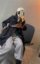 拼皮款收腰风衣，女装风衣，纯氧