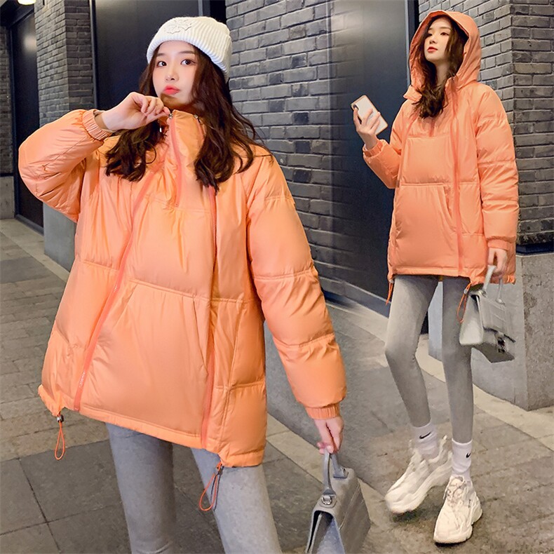 2020冬新款宽松大码双拉羽绒服卫衣衣时个性潮流面包服子,女装羽绒服,辉之琳