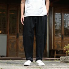 2026夏装新款汉服唐装风透气凉爽棉麻休闲裤A057-K381-P45，男装民族服装，电商A057B