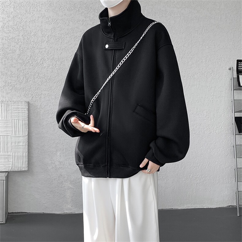 WY2025-特P55控98400克老钱风cleanfit短款宽松立领开衫外套男女,男装卫衣,电商A058-1（原电商C417）