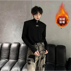 加绒加厚秋冬潮牌半高领长袖T恤cleanfit内搭打底衫W219-P45网图，男装T恤，电商B245